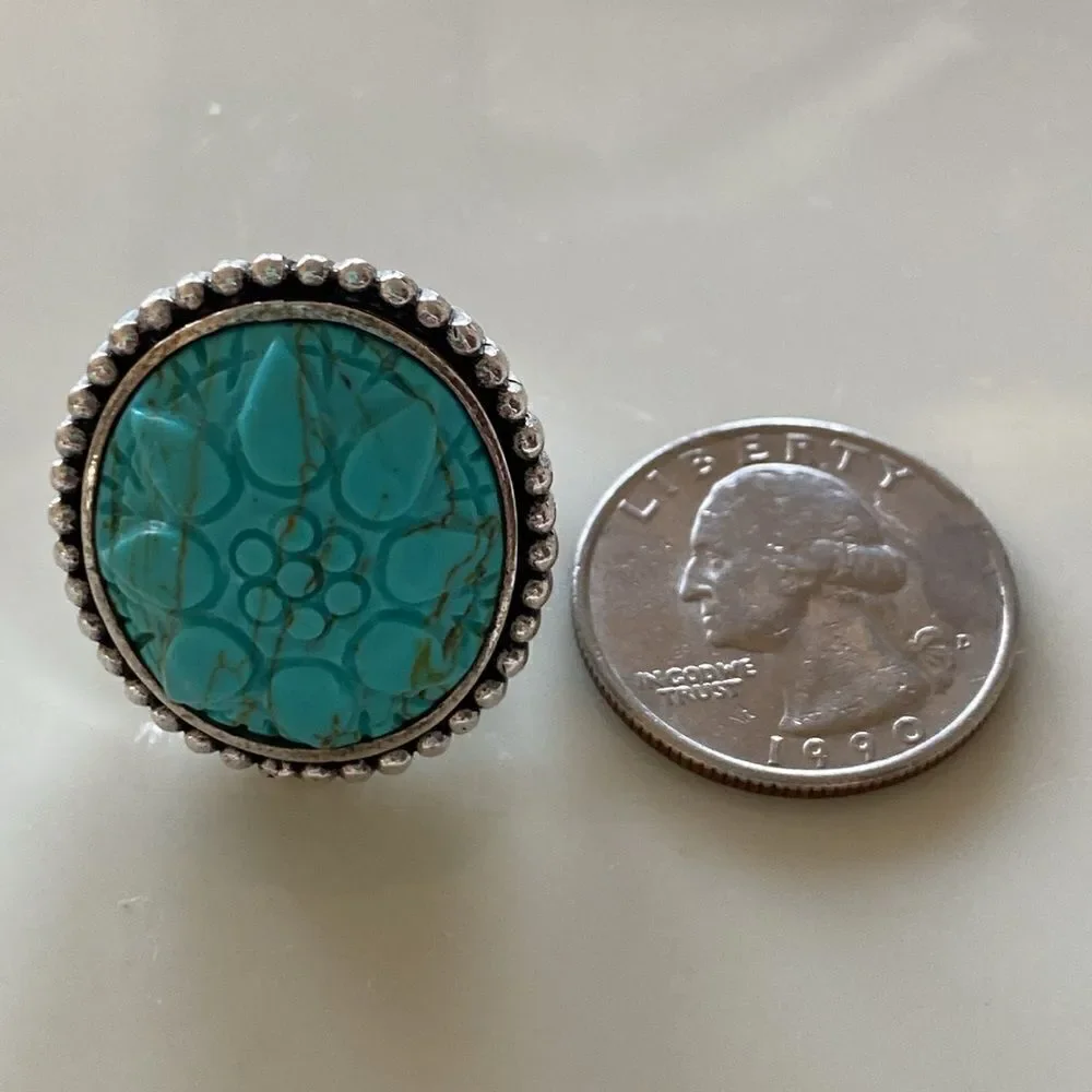 Carved Turquoise  ring